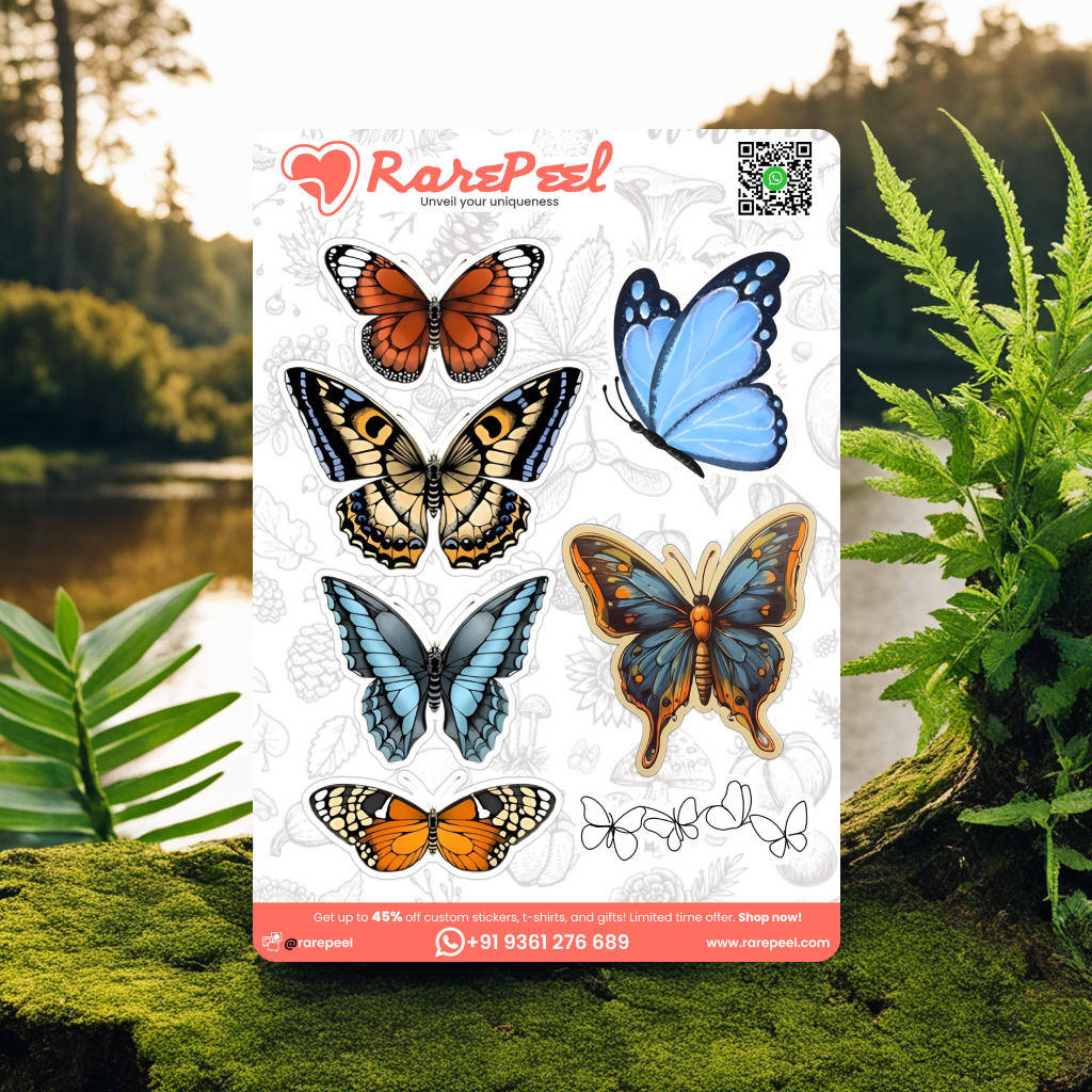 Fluttering Beauties: Cute Butterfly Mini Sticker Sheet | RarePeel