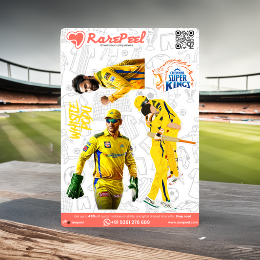 Champion's Pride: MS Dhoni Chennai Super Kings Mini Sticker Sheet | RarePeel