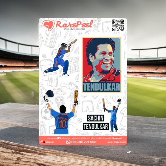 Master Blaster: Sachin Tendulkar Mini Cricket Player Sticker Sheet | RarePeel