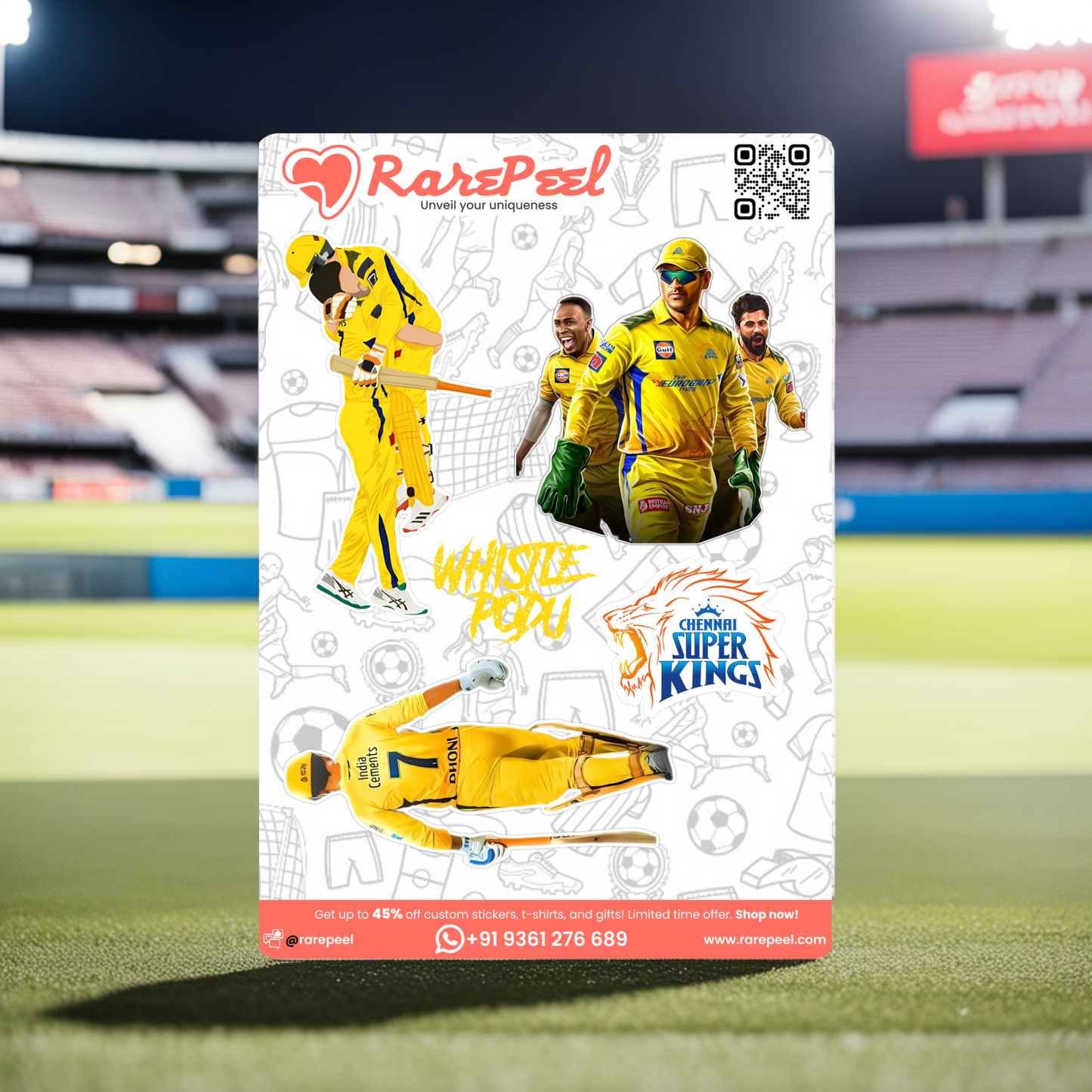 Super Kings Pride: Chennai Super Kings IPL Team Mini Sticker Sheet | RarePeel