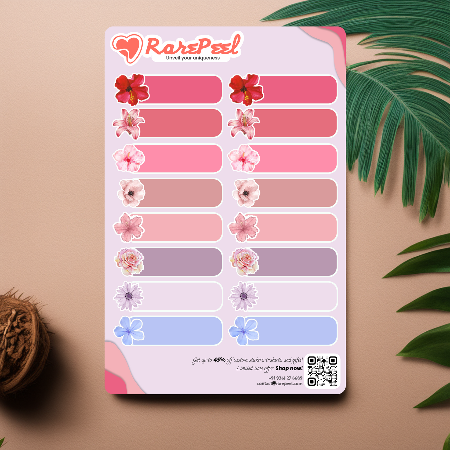 Awesome Flower Book Name Label Sticker Set: Scholastic Collection for Kids & Students- RarePeel