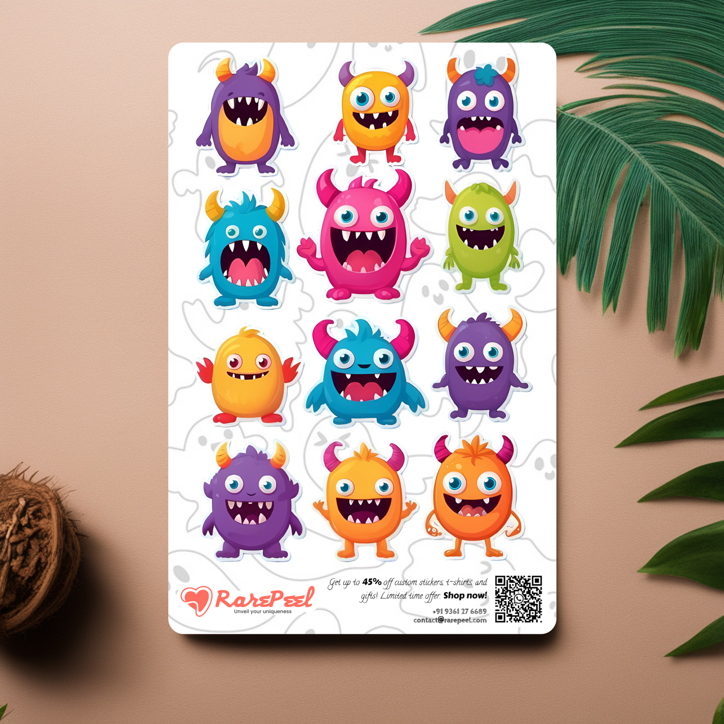 Monstrously Adorable: Cute Monster Large Sticker Sheet | RarePeel