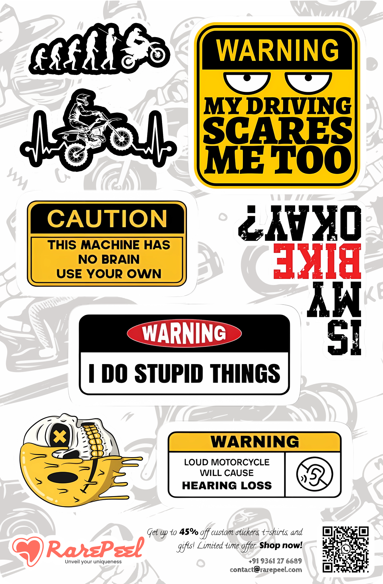 Rider's Creed: Motorbike & Rider Quotes Large Sticker Sheet | RarePeel