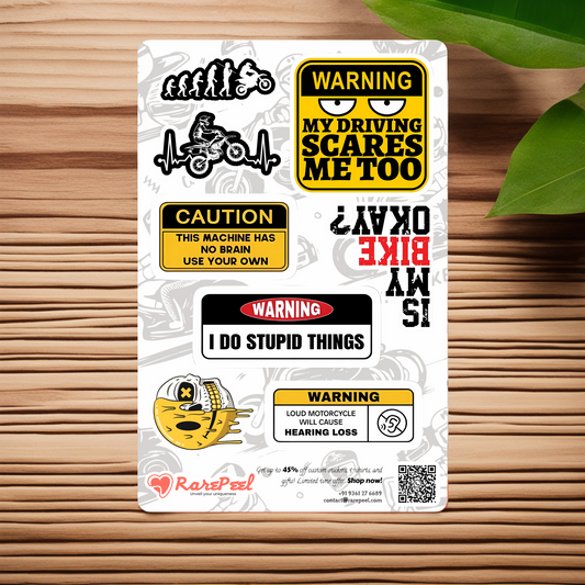 Rider's Creed: Motorbike & Rider Quotes Large Sticker Sheet | RarePeel