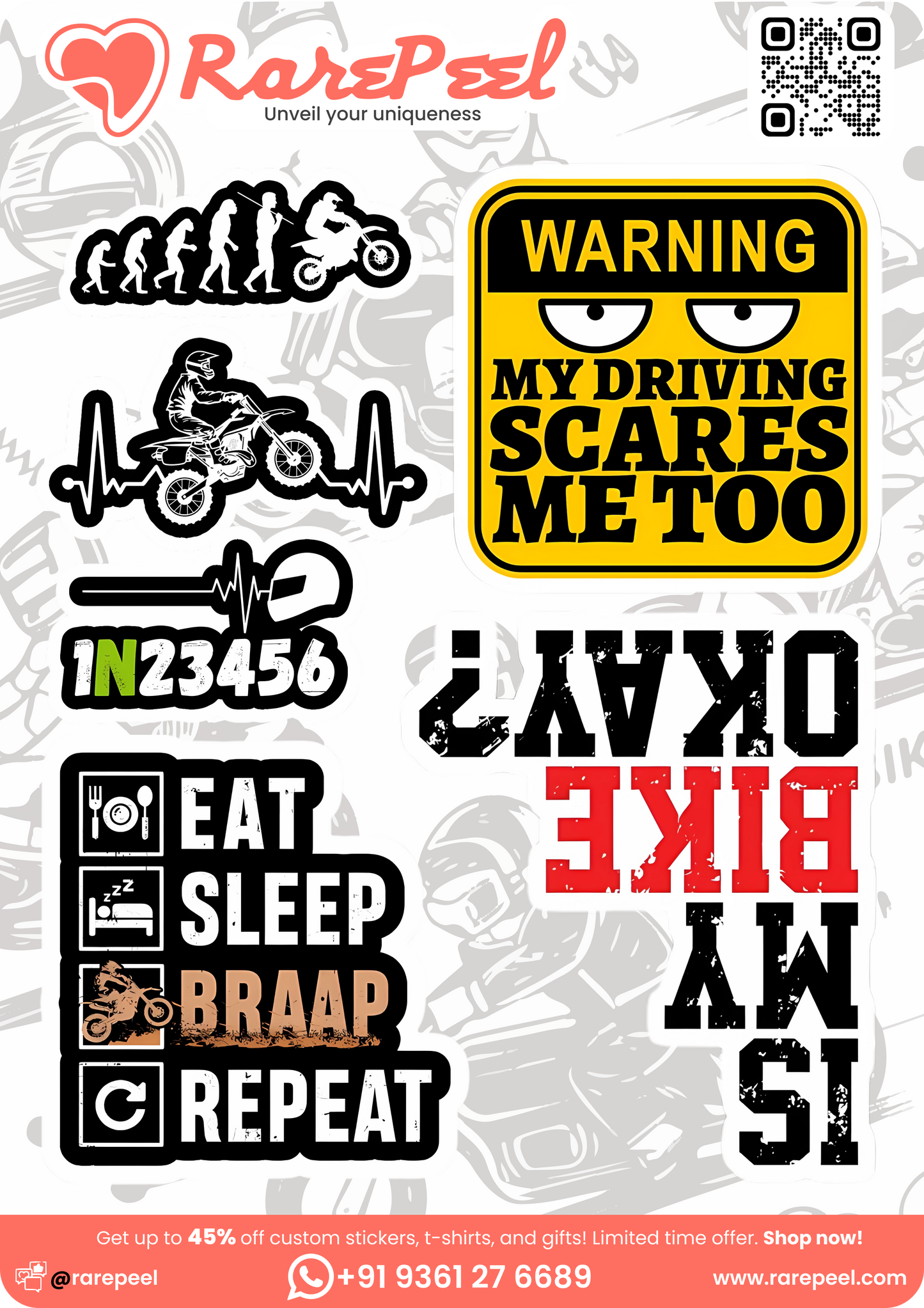 Ride & Reflect: Motorbike Rider Quotes Mini Sticker Set | RarePeel