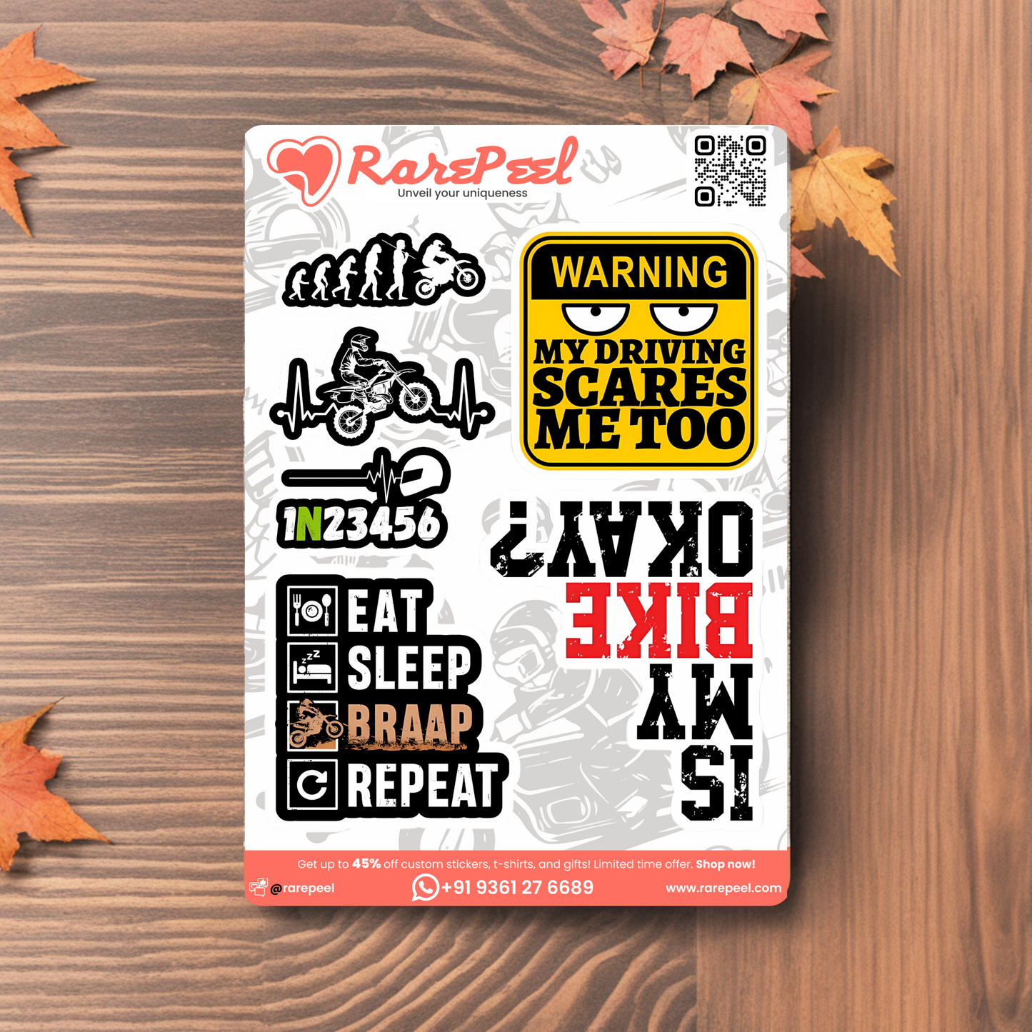 Ride & Reflect: Motorbike Rider Quotes Mini Sticker Set | RarePeel