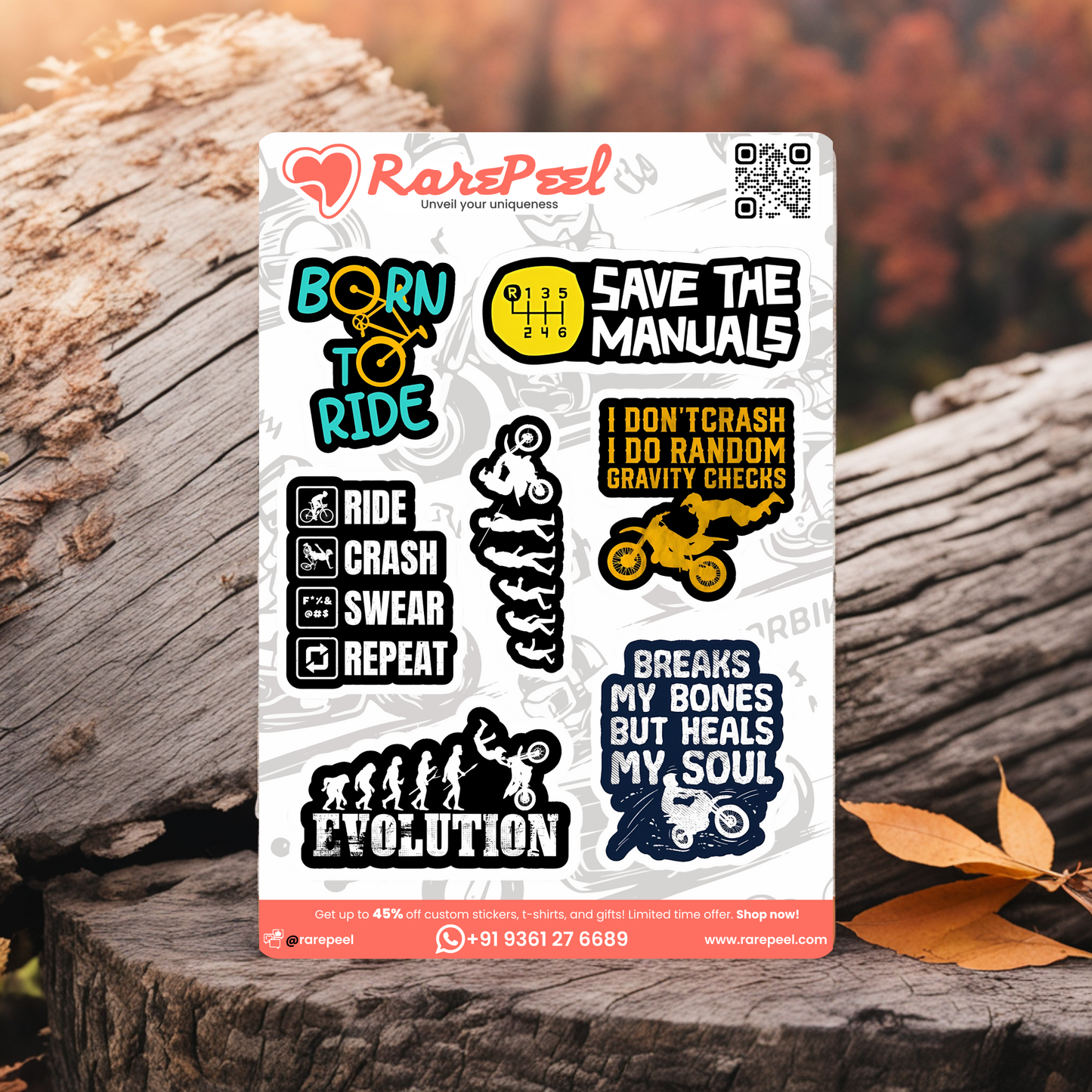 Ride & Inspire: Motorcycle Rider Quotes Mini Sticker Set | RarePeel