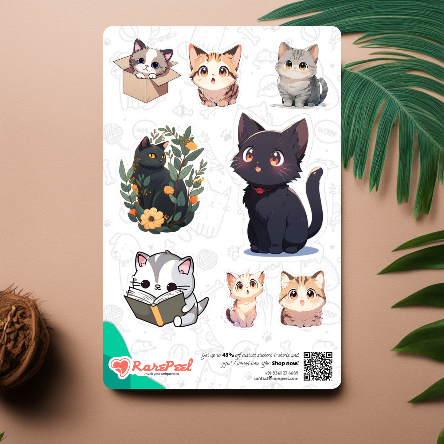 Cute Chubby Cat Illustration Sticker Collection | RarePeel