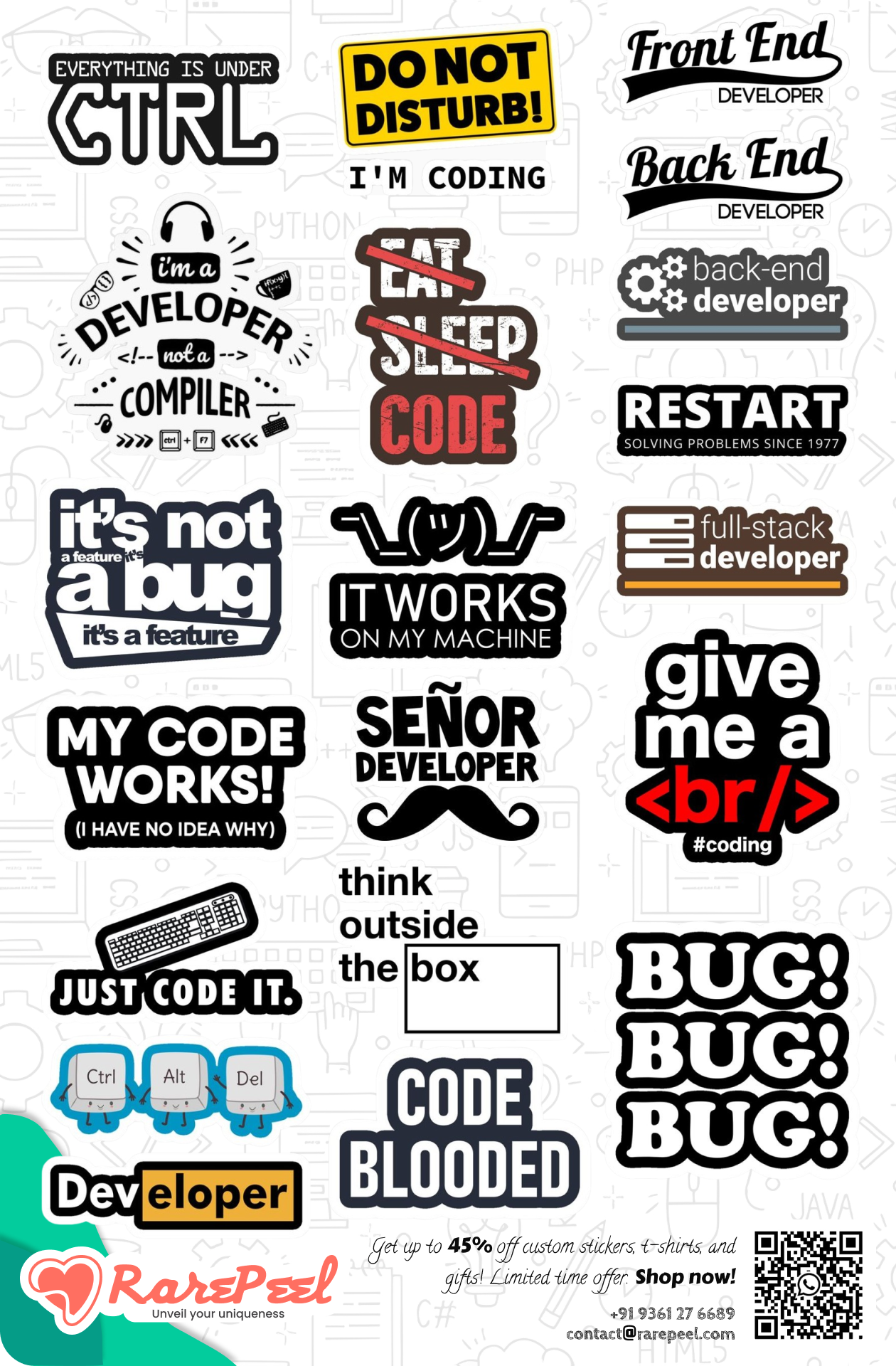 Developer Quotes Illustrated Sticker Collection | RarePeel