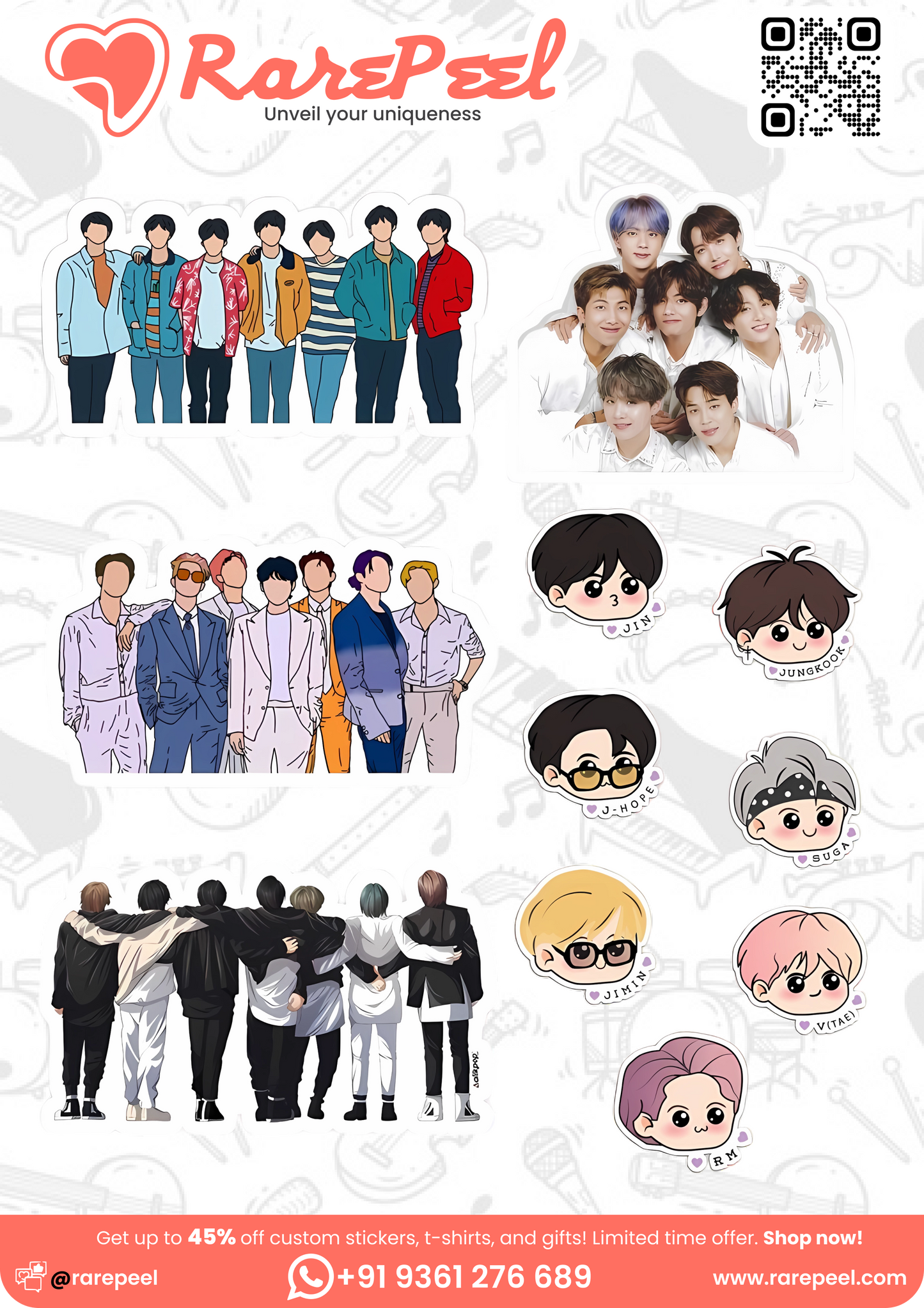 BTS Bangtan Boys Illustration Sticker Collection | RarePeel