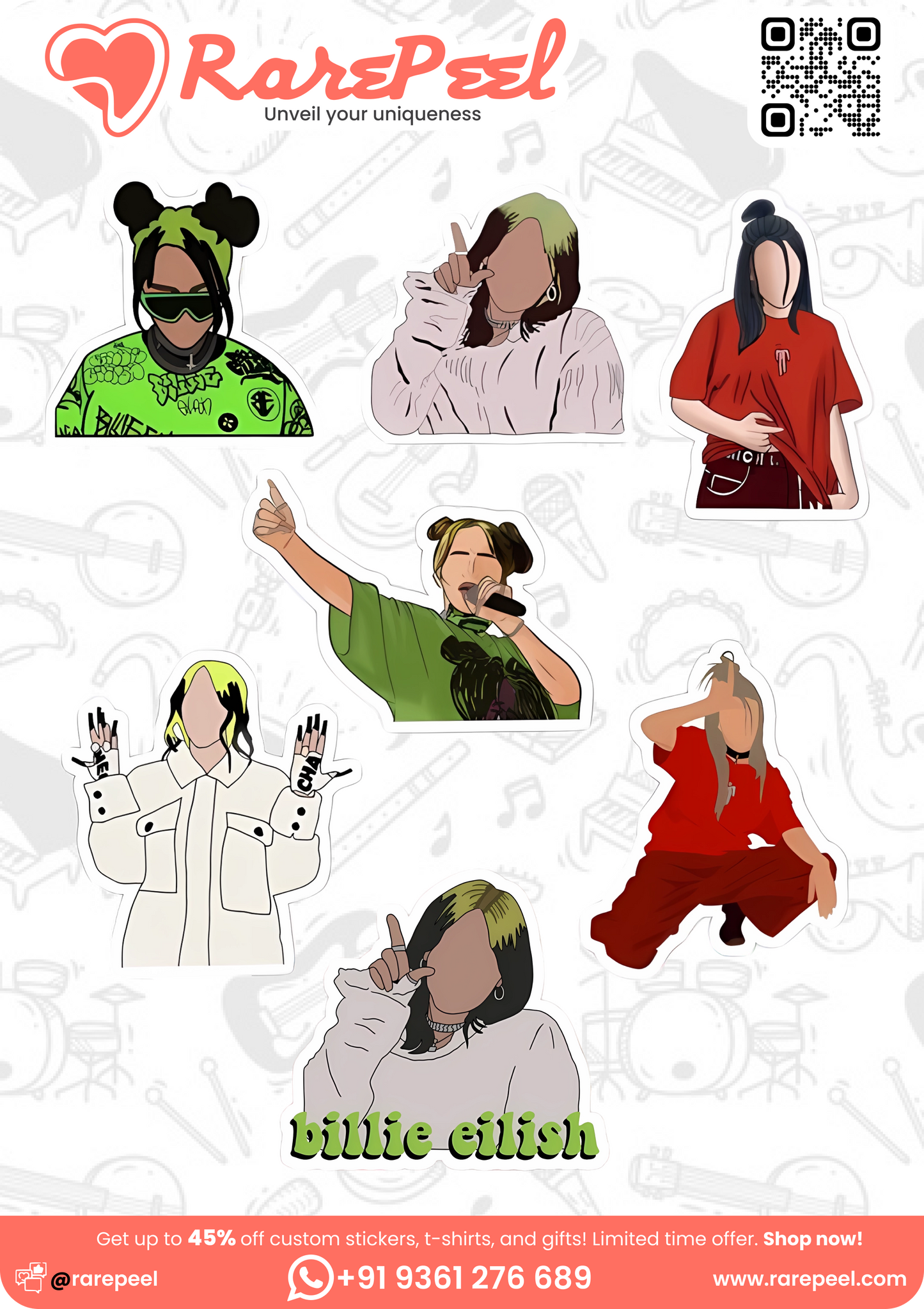 Billie Eilish Vibes Sticker Collection | RarePeel