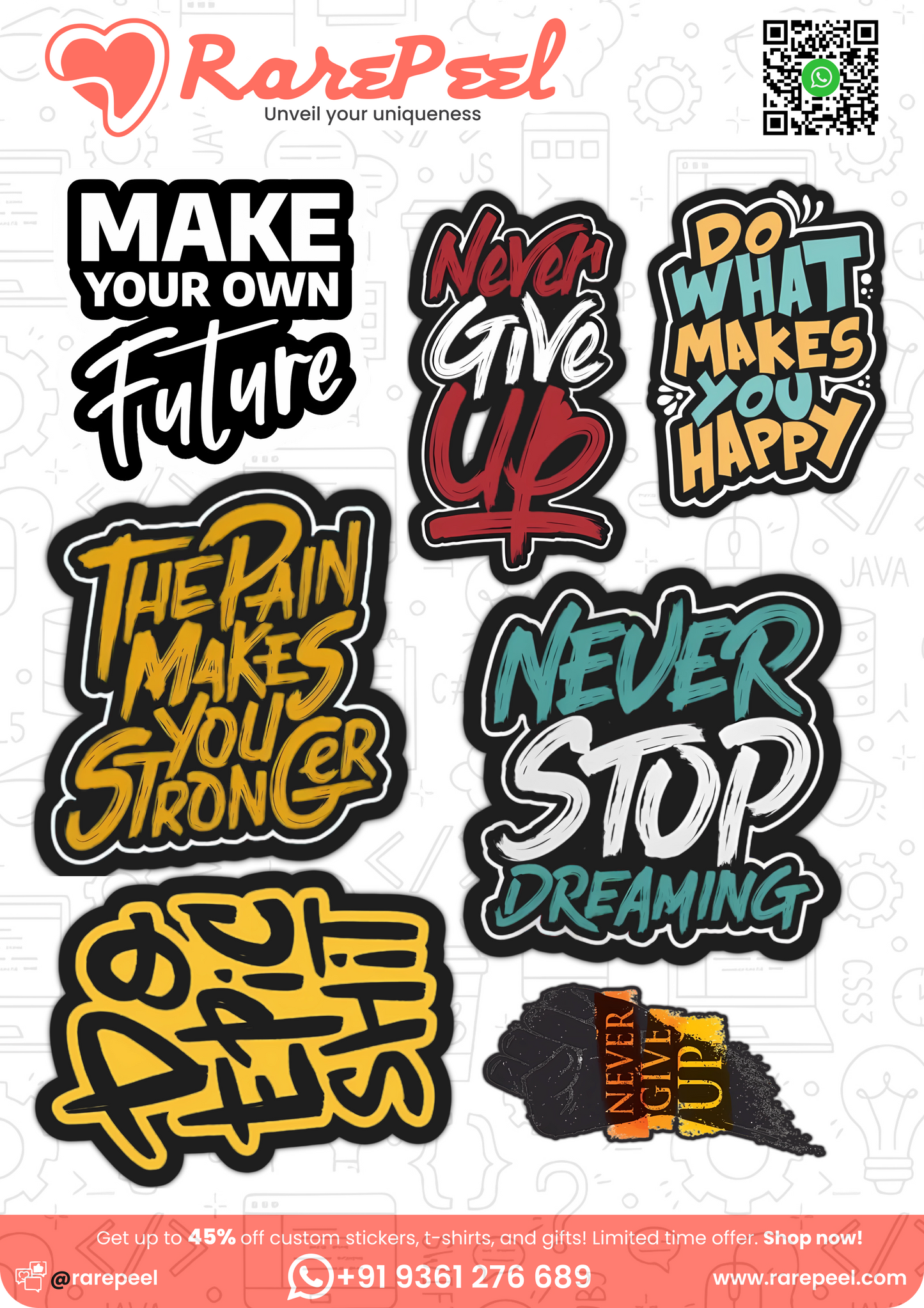 Inspire & Stick: Motivational Quotes Mini Sticker Set | RarePeel