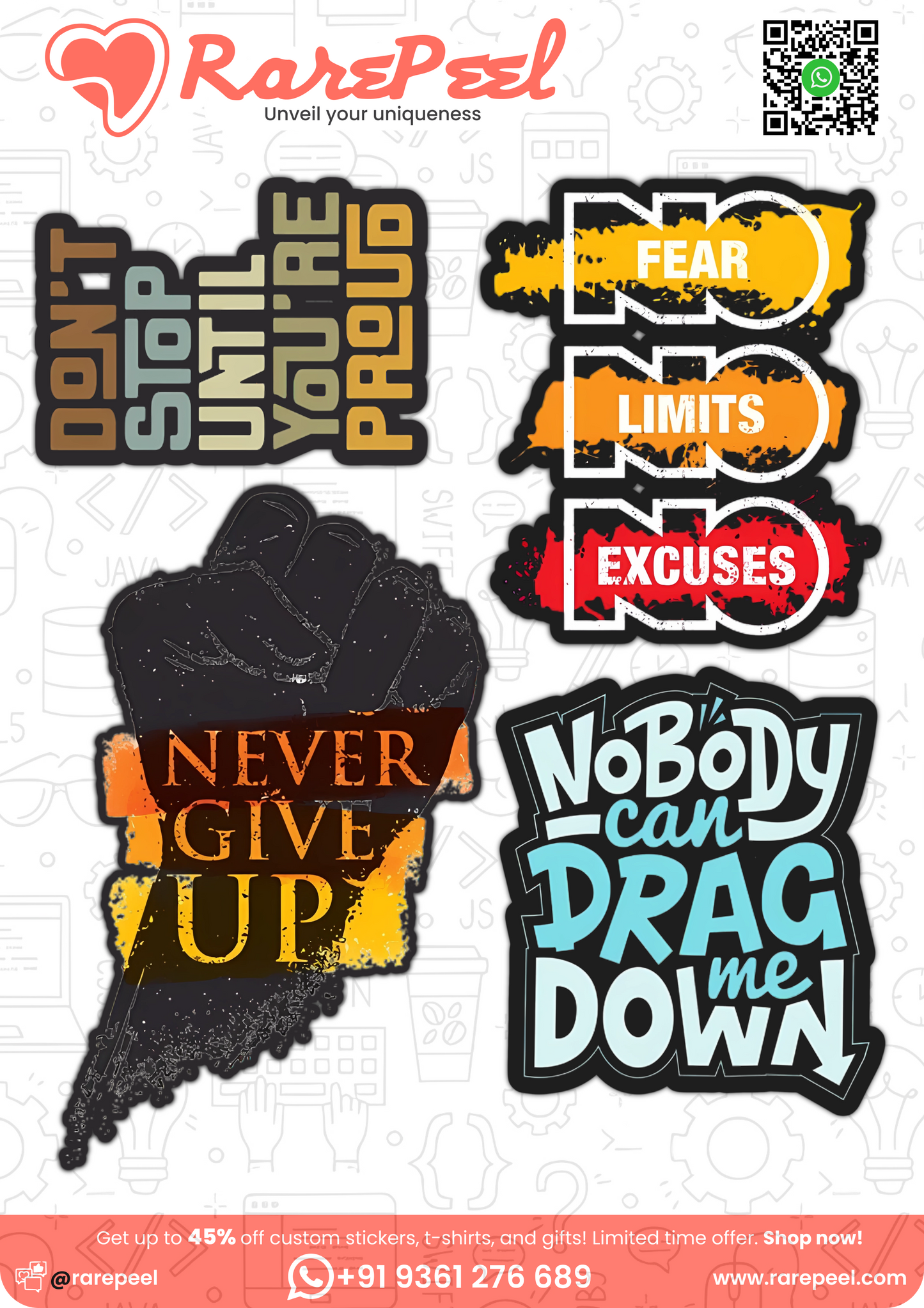 Empower & Inspire: Motivational Quotes Mini Sticker Set | RarePeel