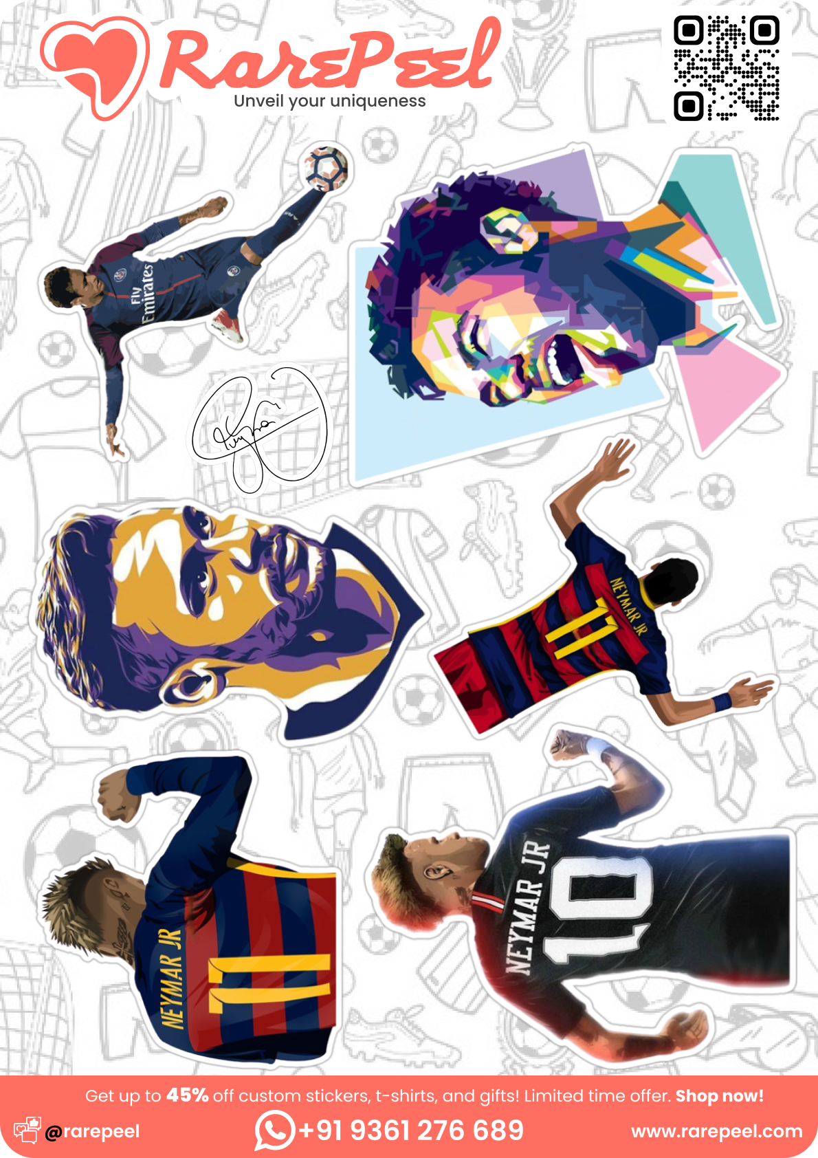 Magical Moves: Neymar JR Mini Football Player Sticker Sheet | RarePeel