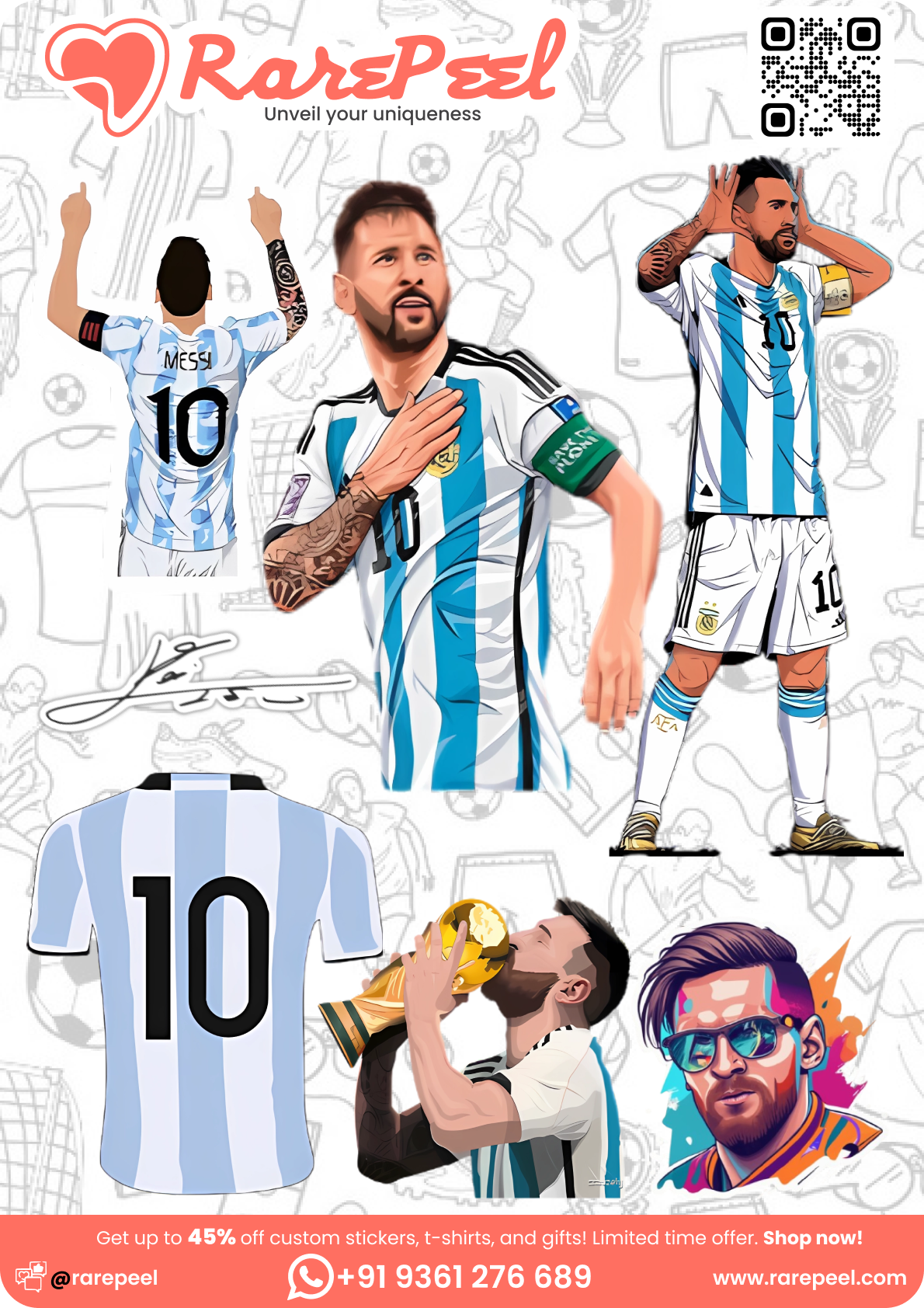 Messi Magic: Lionel Messi Mini Football Player Sticker Sheet | RarePeel