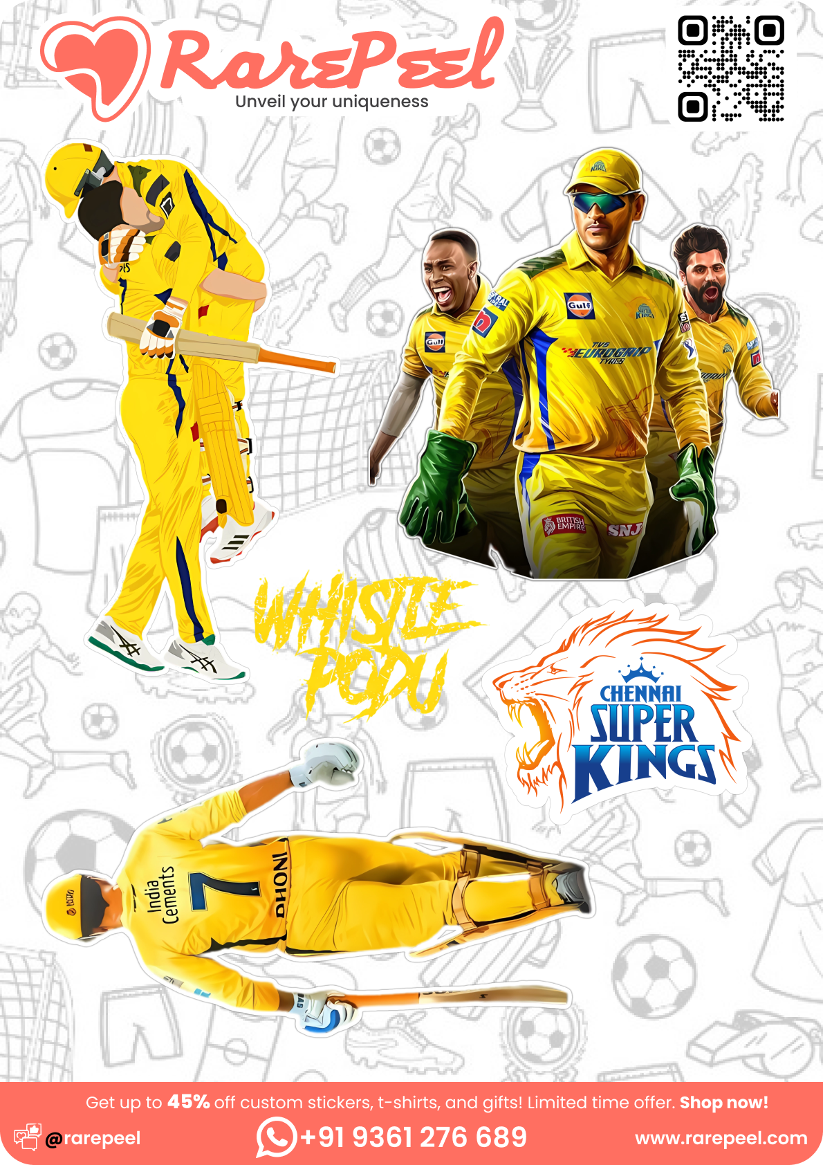 Super Kings Pride: Chennai Super Kings IPL Team Mini Sticker Sheet | RarePeel