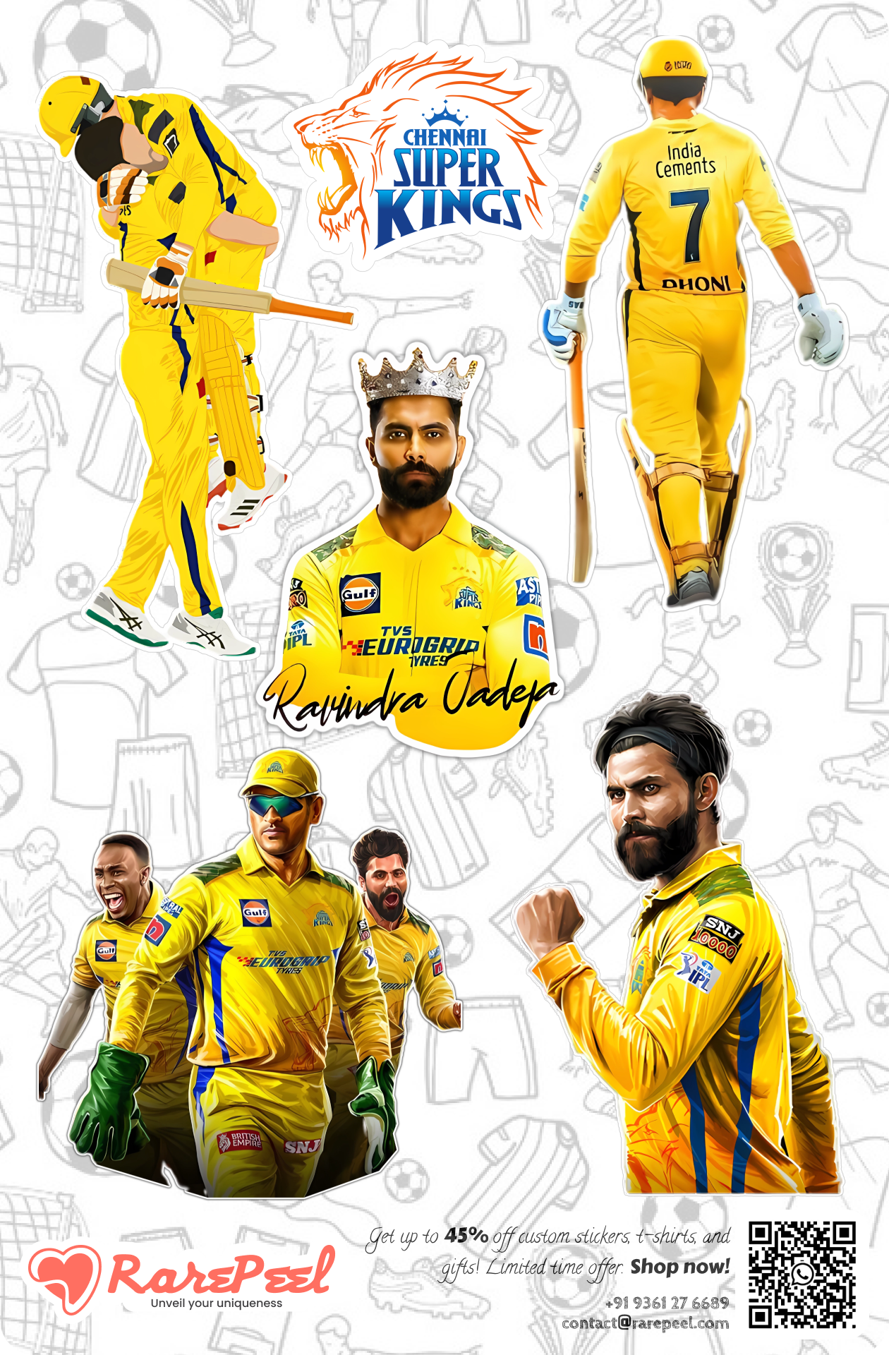 Lion's Roar: Chennai Super Kings IPL Large Sticker Sheet | RarePeel