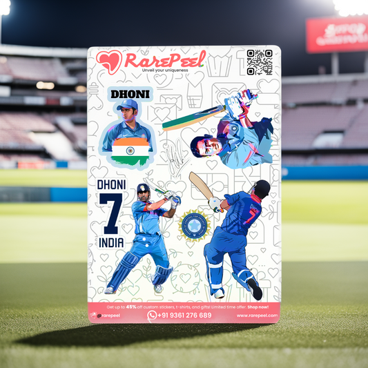 Captain Cool: MS Dhoni Mini Cricket Player Sticker Sheet | RarePeel